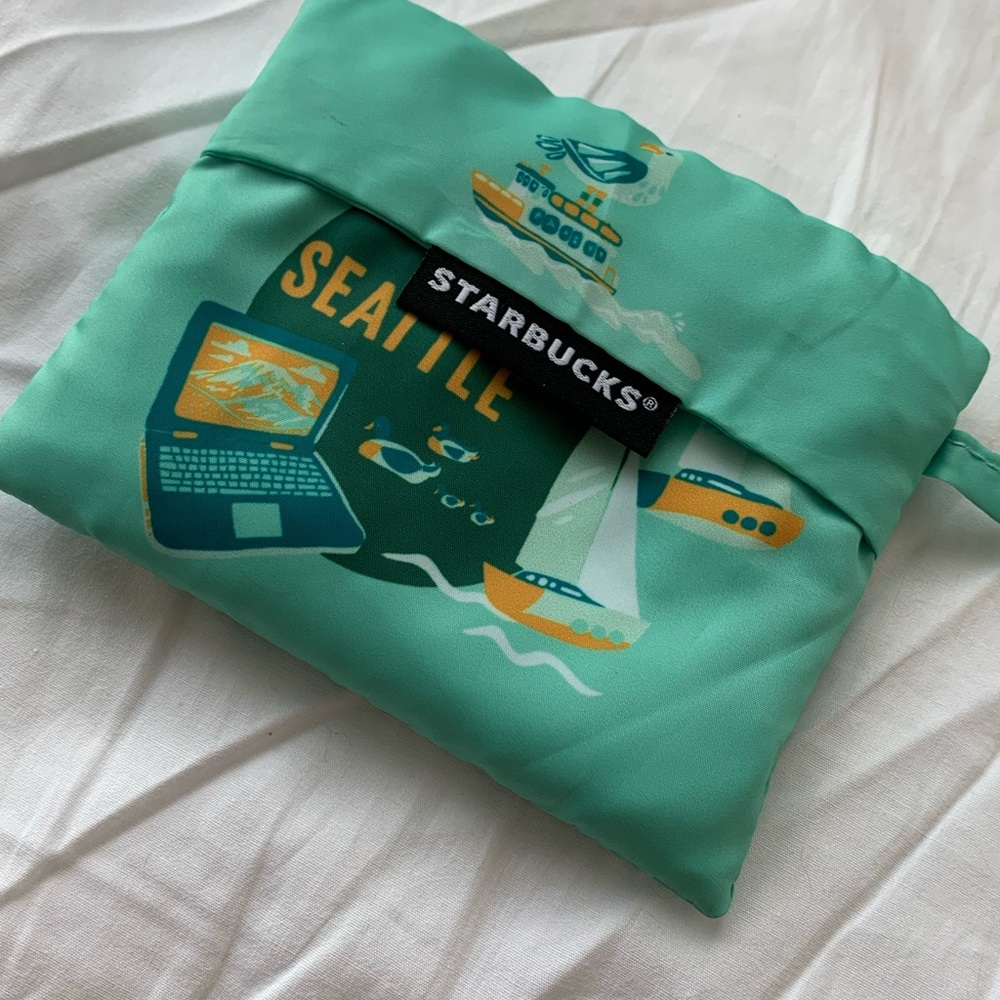 Starbucks Teal Foldable Seattle Tote with Yellow Accents 👀BUNDLE AND SAVE🥳